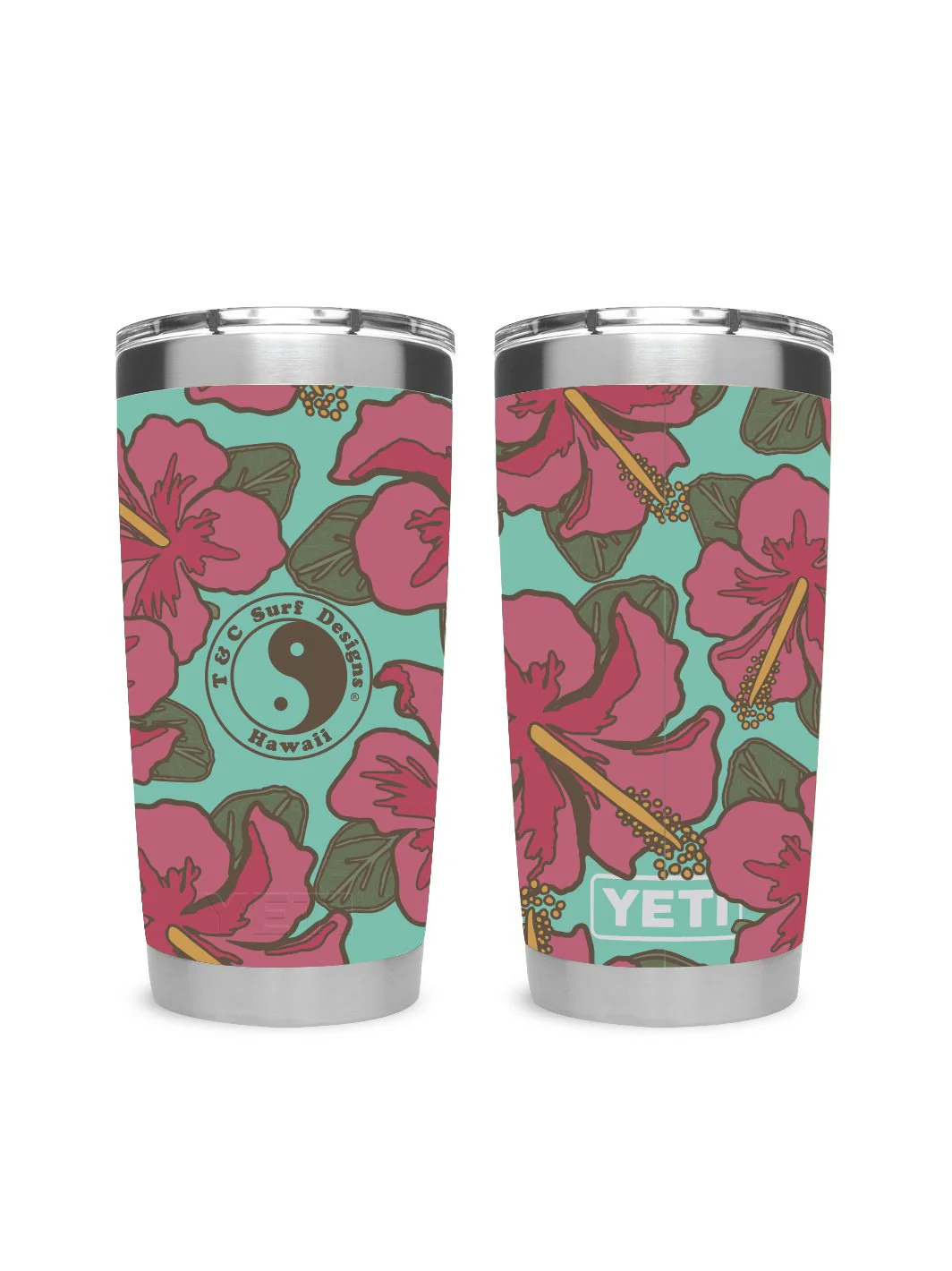 T&C Surf 20 oz Dark Floral Tumbler Yeti - Image 3