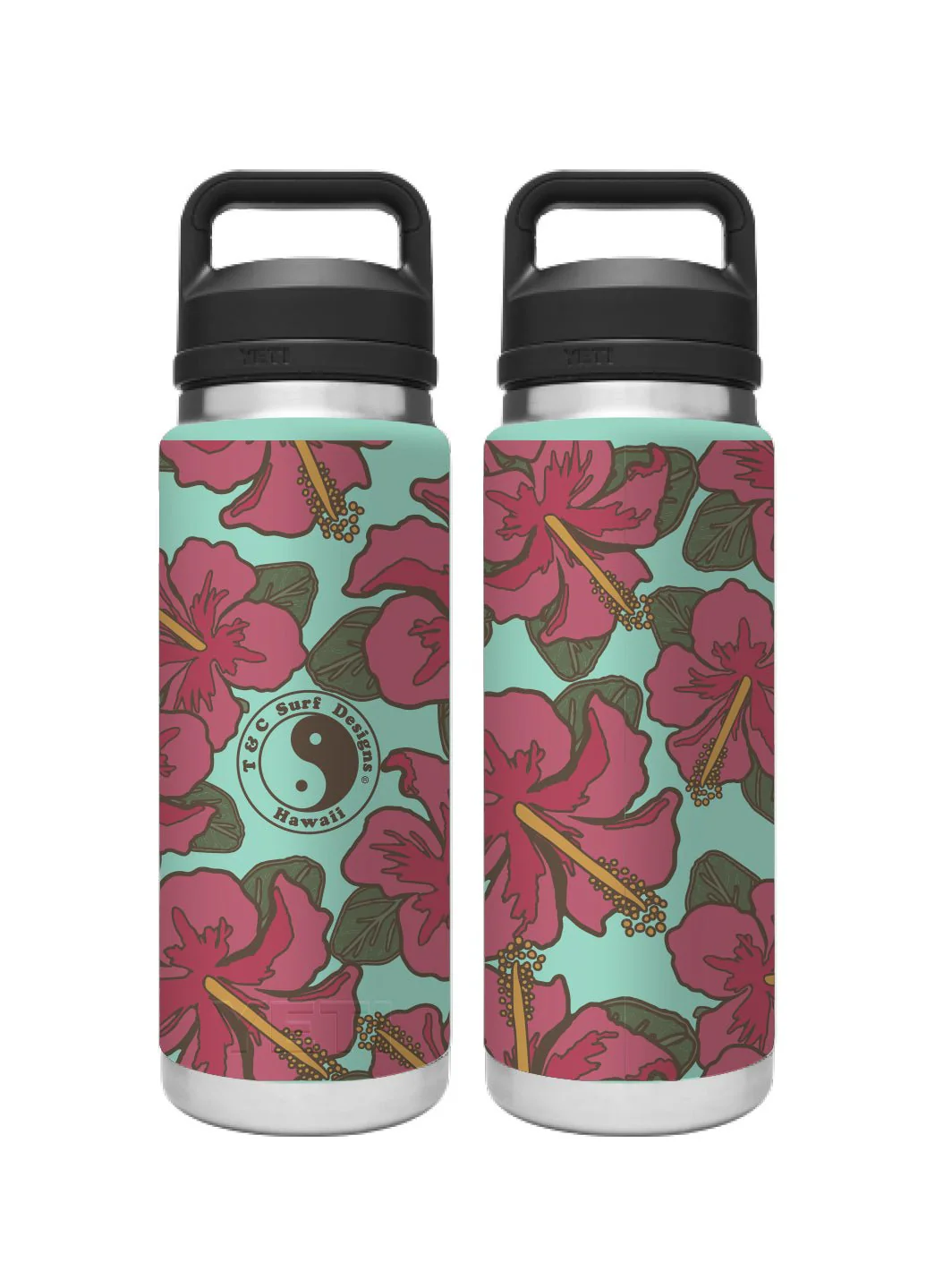 T&C Surf 26 oz Dark Floral Rambler Yeti Bottle with Chug Cap