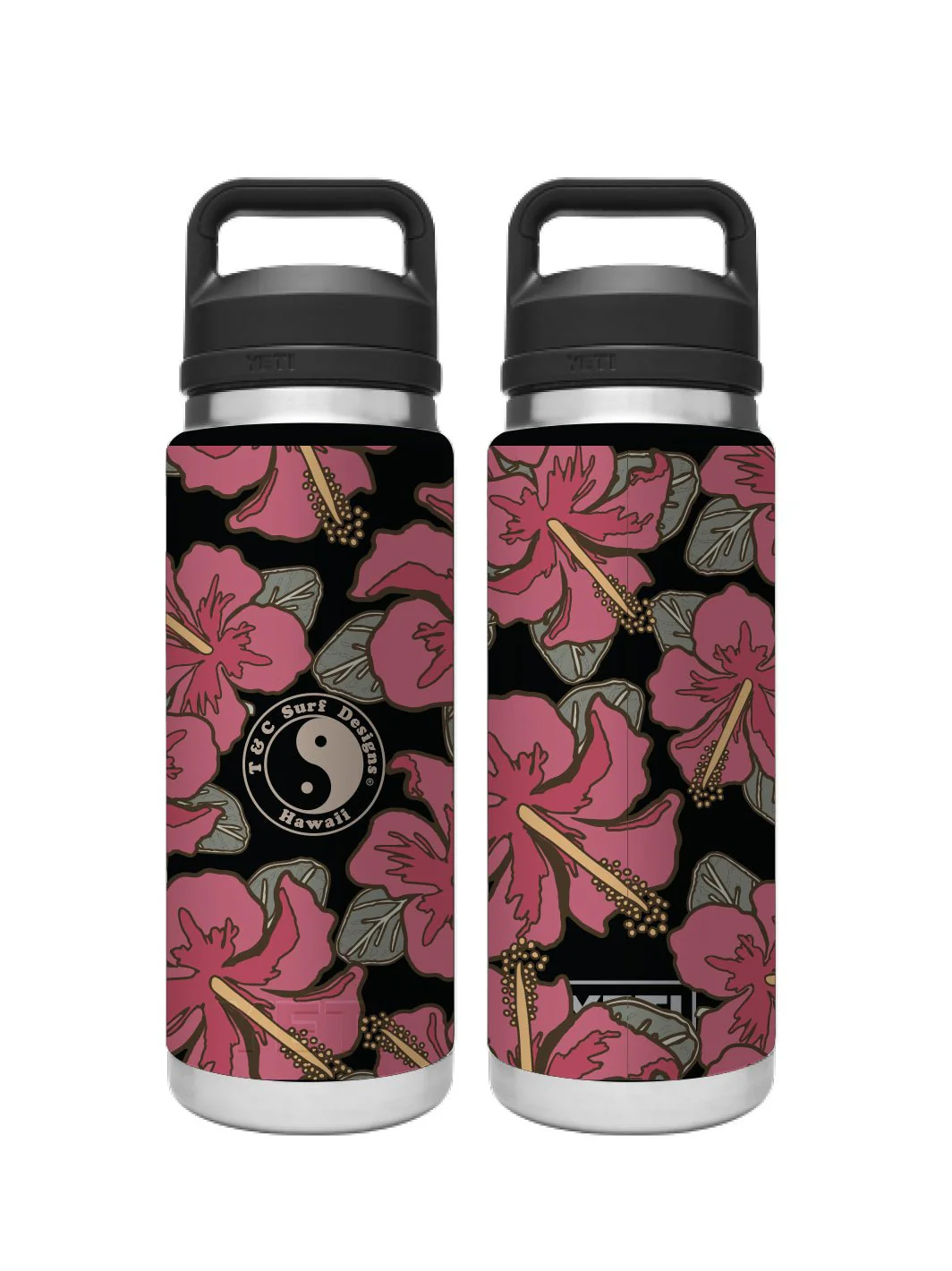 T&C Surf 26 oz Dark Floral Rambler Yeti Bottle with Chug Cap - Image 2