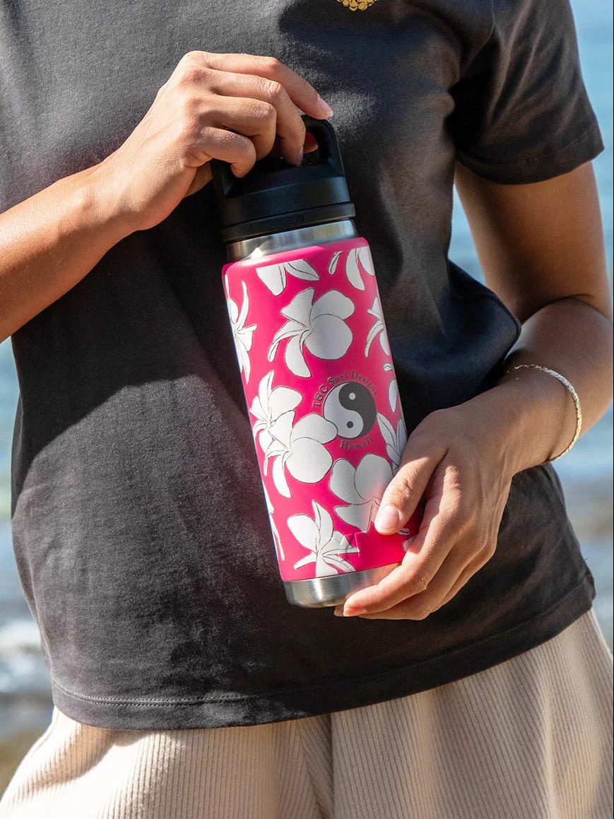 T&C Surf 26 oz Plumeria Logo Rambler Yeti Bottle with Chug Cap - Image 2