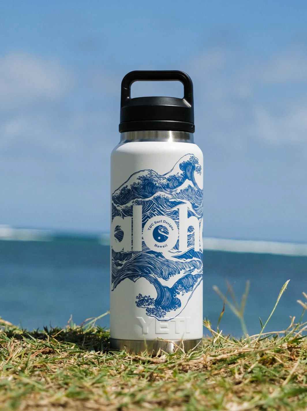 T&C Surf 36 oz Aloha Waves Rambler Yeti Bottle with Chug Cap - Image 2