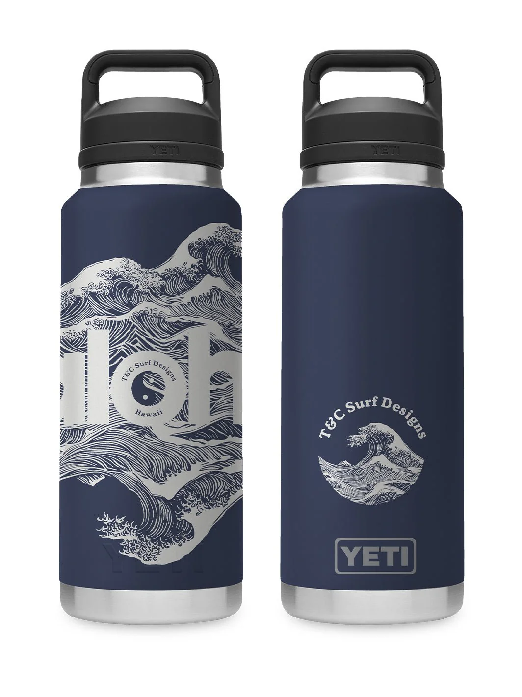 T&C Surf 36 oz Aloha Waves Rambler Yeti Bottle with Chug Cap - Image 7