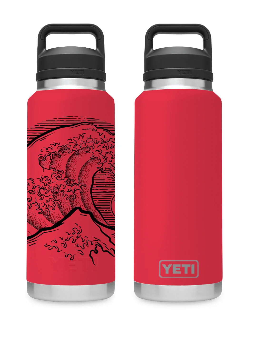 T&C Surf 36 oz Stoked Hokusai Rambler Yeti Bottle with Chug Cap