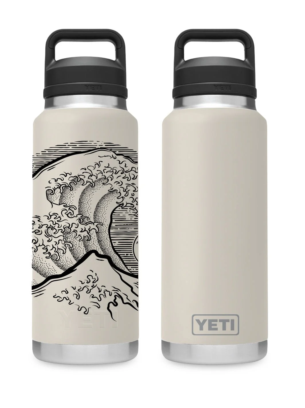 T&C Surf 36 oz Stoked Hokusai Rambler Yeti Bottle with Chug Cap - Image 4