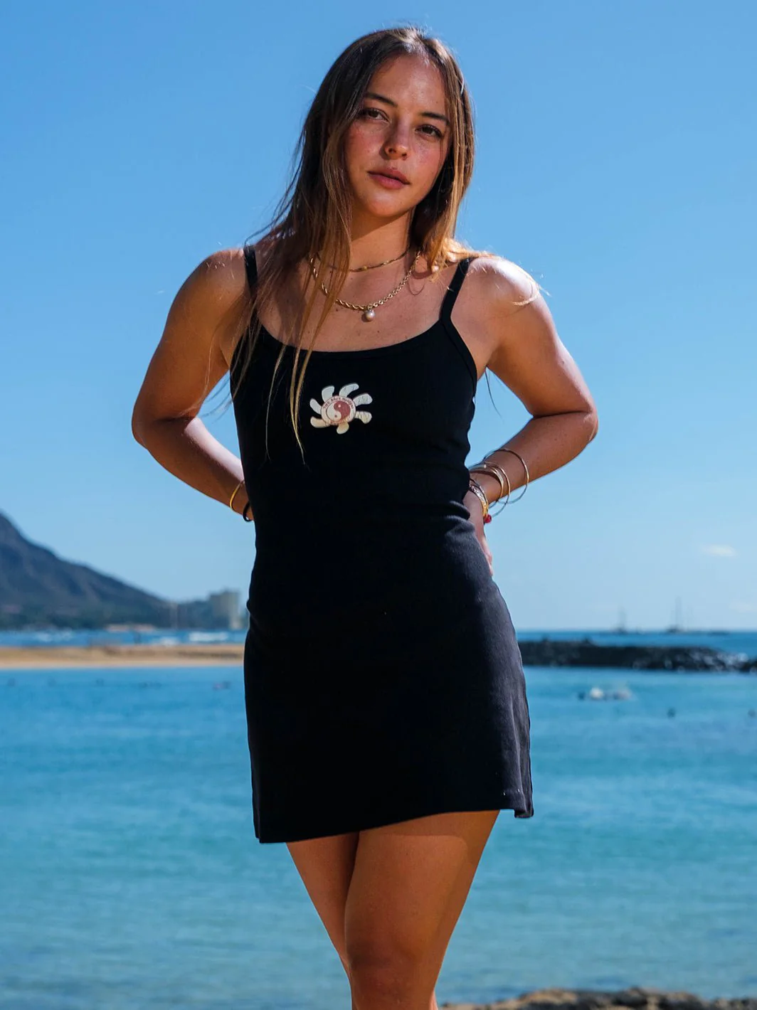 Lei Scatter Spaghetti Strap Rib Dress - Image 3