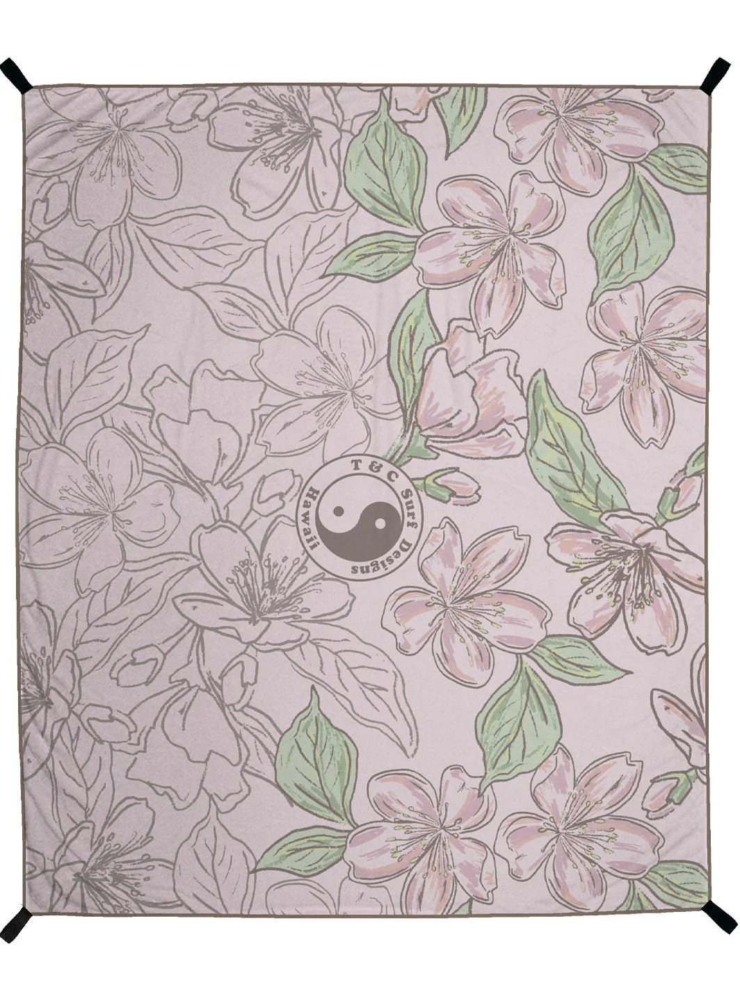 Sakura Sketch Microfiber Towel Blanket